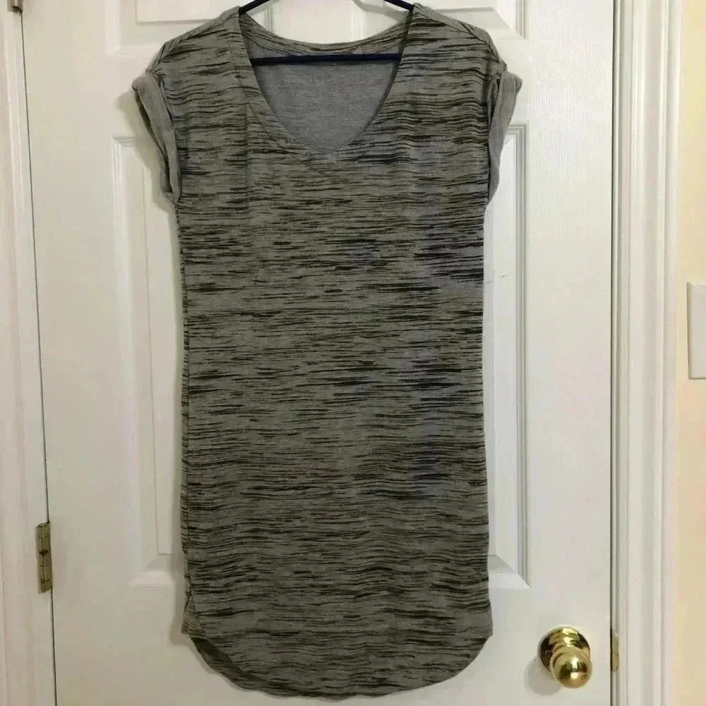Athleta Grey Sporty Tee Dress V-Neck  Extra Small